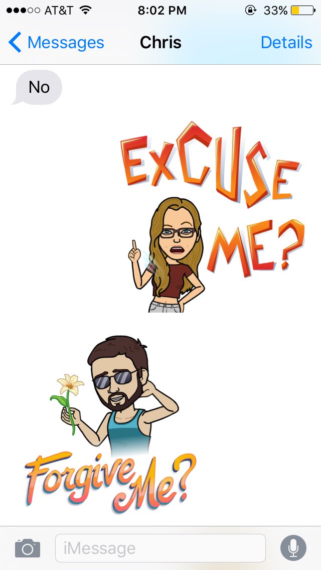 mknesmith's tweet photo. When bae gets bitmoji https://t.co/ZW9lzJkz0G