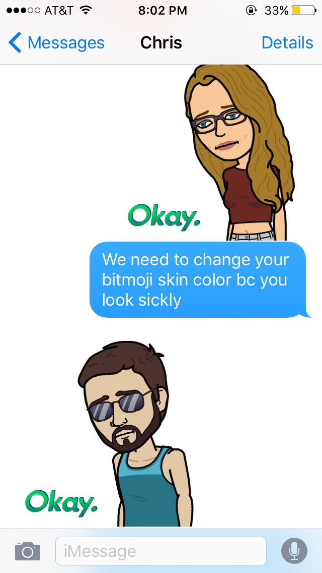 mknesmith's tweet photo. When bae gets bitmoji https://t.co/ZW9lzJkz0G