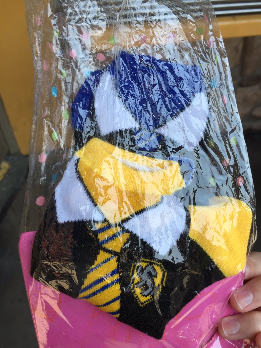 MysterySinger1's tweet photo. Alexa gave me these Harry Potter socks (I'm a HuffleClaw😋) along w/ a sweet card &amp; candy even though it's HER bday! https://t.co/CMq3CAqQOi