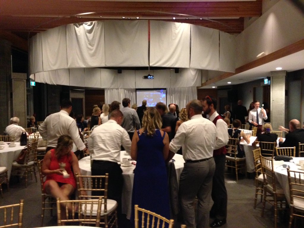 YayyyMitch's tweet photo. Tragically Hip final show being broadcast at @dustingodin and @deeguzik 's wedding = epically Canadian #humyou https://t.co/4n06x1Pje4