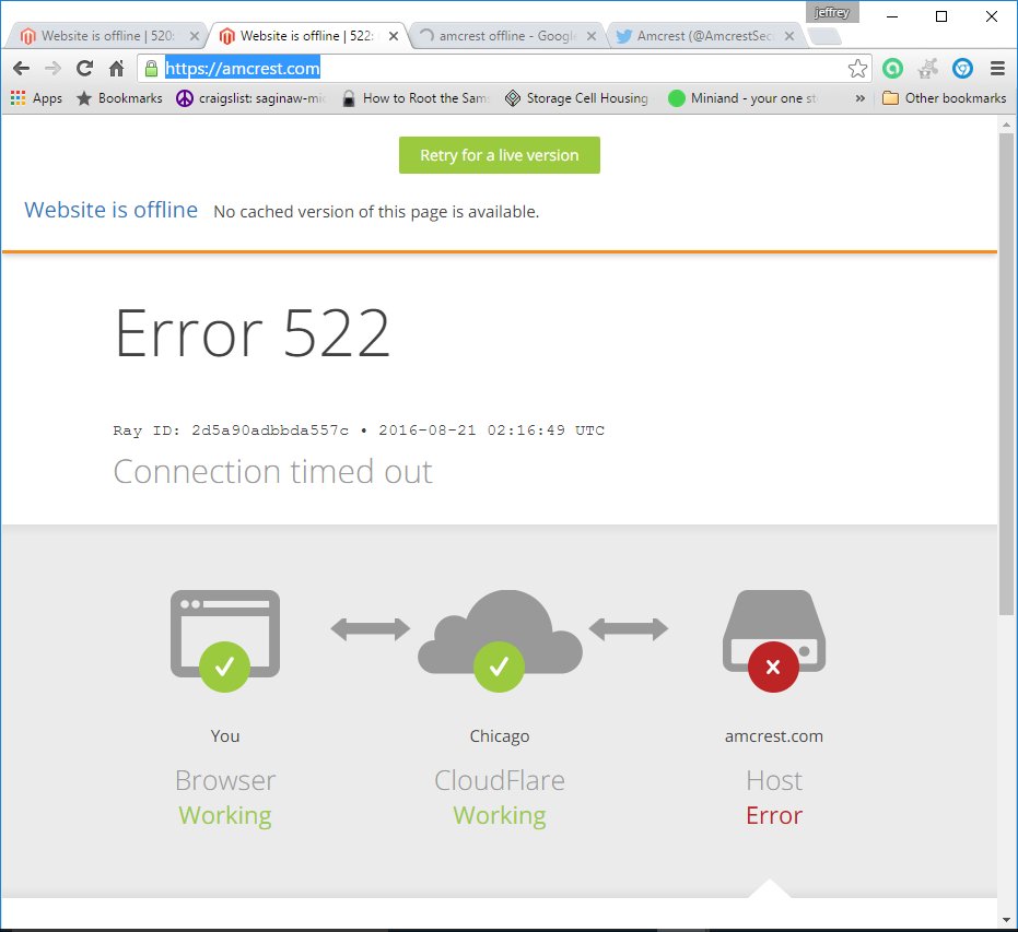 CoatesIT's tweet photo. @AmcrestSecurity  Your website is down. Tried from several ISPs same results https://t.co/9cSPSFbJpd