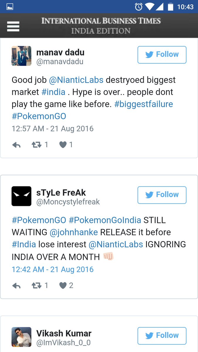 vignesh_sarang's tweet photo. @PokemonGoApp Wat a great way to make it to the news here in INDIA..All becoz of ur Ignorance #bringpokemongotoindia https://t.co/4m6w3R3J7m