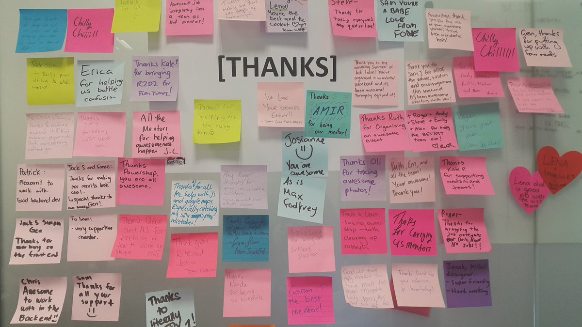 emi_born2try's tweet photo. LOVE @summeroftech wall of thanks! So much gratitude all around #HackfestSoTWLG https://t.co/9ehz3betMZ