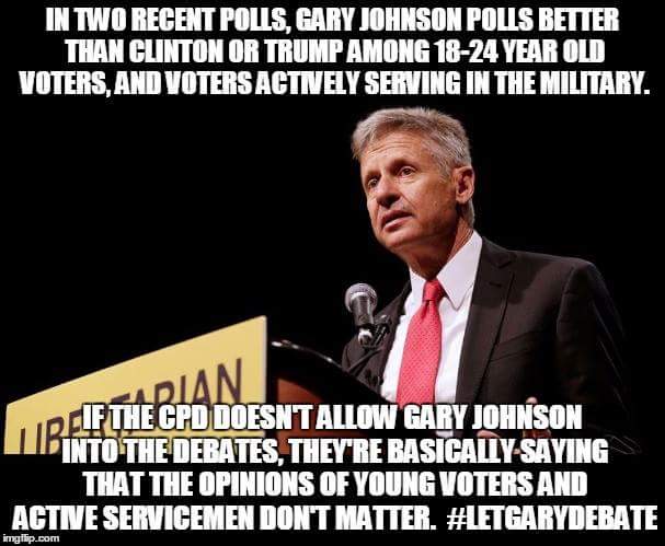 daniellemaefied's tweet photo. @debates #LetGaryDebate #ThirdParty #Libertarian #johnsonweld https://t.co/vGbqt07IeL