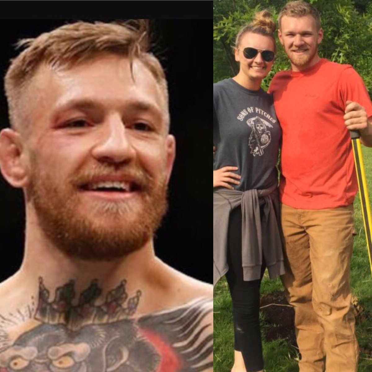 LyssC93's tweet photo. @TheNotoriousMMA when Conor McGregor looks like your husband. https://t.co/mcGhYEQ5By