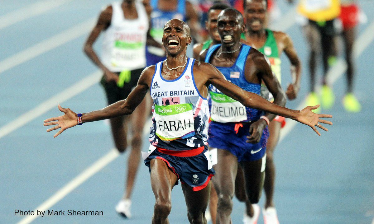 AthleticsWeekly's tweet photo. MAGNIFICENT MO! Relive last night's #Rio2016 action: https://t.co/7IFAm7s0df #doubledouble #GOLD https://t.co/zbxMpcQBV0