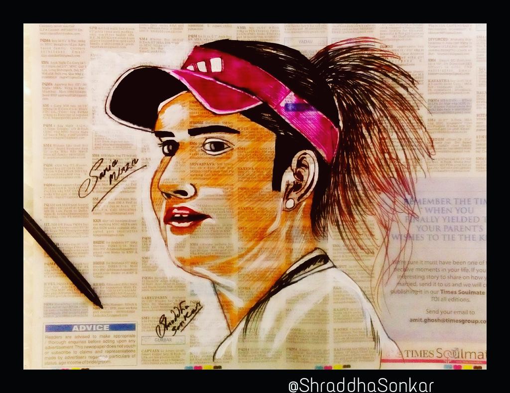 Shraddhasonkar1's tweet photo. @MirzaSania  Queen Of Racquet  how is it friends.💟  #FanArt #sania #saniamirza  #shraddhasketch  #saniabyshraddha https://t.co/WkpjZADuzS