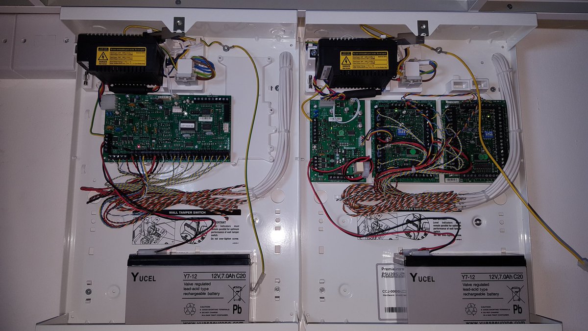 A Texecom 24 panel with power supply
A view many customers don't see,
but keep it neat and cables labeled it's easy!