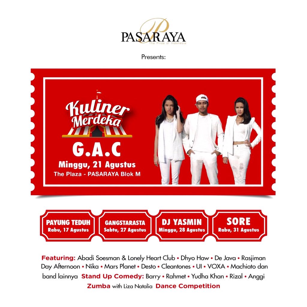 StarlightTroops's tweet photo. MALAM INI @GAC_music onstage pukul 20:45 di #KulinerMerdeka @pasaraya_id.. Seeyouu there Troops! ๐ #IndonesiaPunya https://t.co/Jf6yKKbKpE