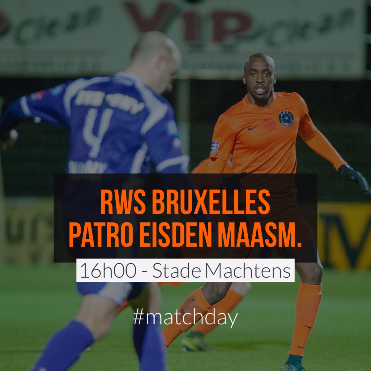 À 16:00, le #rwsbruxelles reçevra Patro Eisden Maasm. Au stade Machtens. Prix unique de 6,00 € #matchday #crokycup