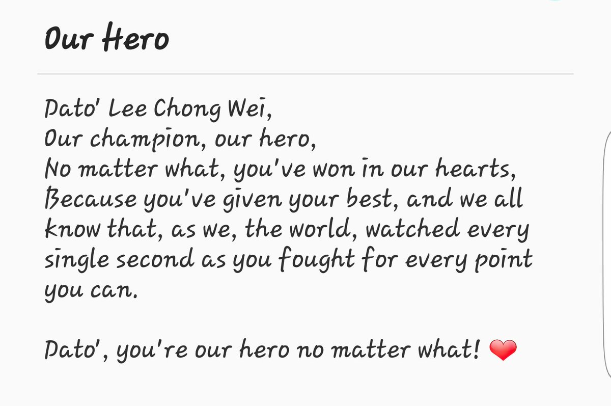 jiawenkhaw's tweet photo. Share ...if u r dato Lee Chong Wei 's supporter โคโคโค
#DatoLeeChongWei
#salute https://t.co/1Pit6KbmuC