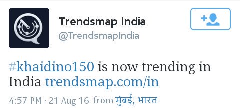 ChiranjeeviFC's tweet photo. #KhaidiNo150 is trending now in India,Hyd,Bangalore,Chennai 💪 💪 https://t.co/6thgdhPJ3x
