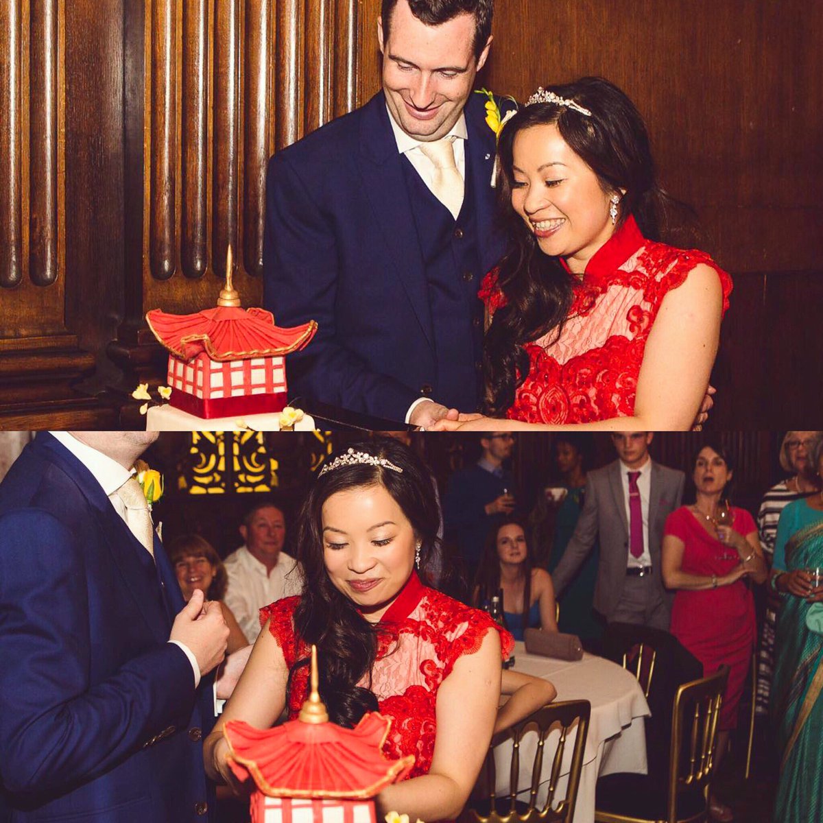 Mai cutting the cake in her second dress! #vietnamesewedding #mua #makeupartist #glasgow #glasgowmua #hairstylist