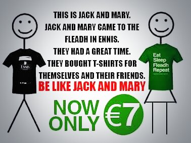 NOW ONLY €7 each. Don't go home without one. Get yours at The Guillotine barber shop from 2pm today #ennis #fleadh