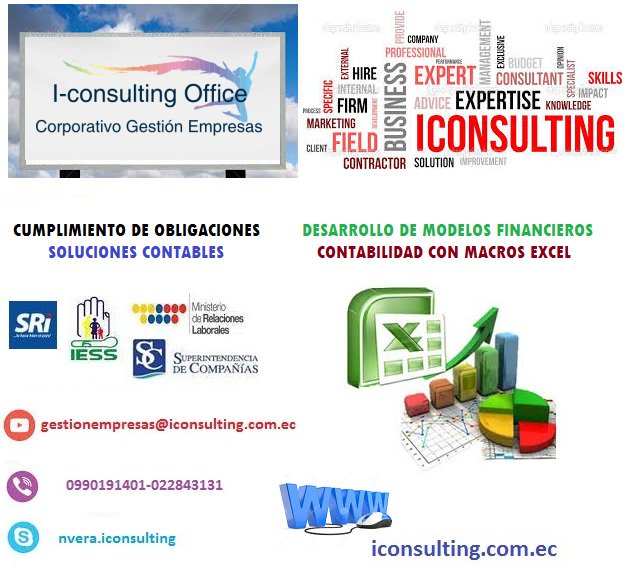 iconsultin's tweet image. #SOLUCIONESCONTABLES #DECLARACIONESIMPUESTOS #ADMINISTRACIONNOMINA #MACROSEXCEL
iconsulting.com.ec