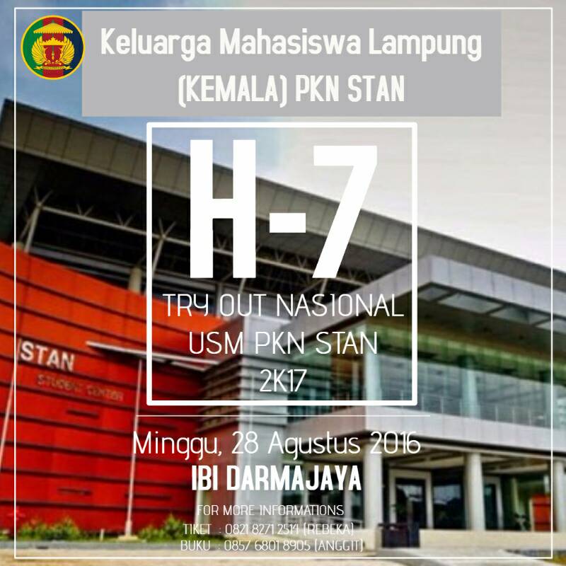 ⚠⚠ 7 HARI LAGI ⚠⚠

 🌟TRY OUT NASIONAL USM PKN STAN 2017
So, Prepare yourself and Be 👑THE NEXT STANNERS👑