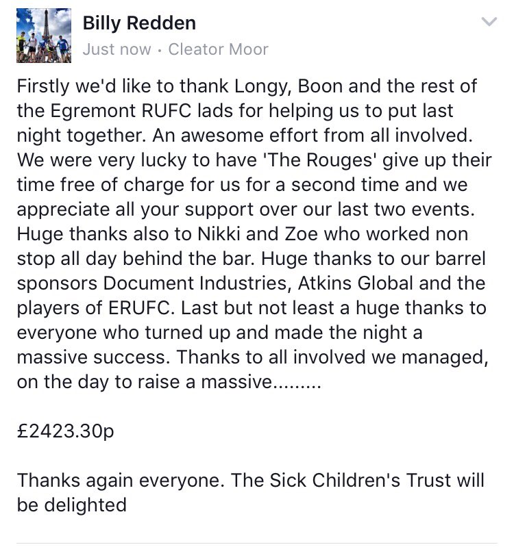 ERUCCL2P's tweet photo. Huge thanks to all involved. More amazing funds raised for @TheSCT last night https://t.co/tACcSgeelv