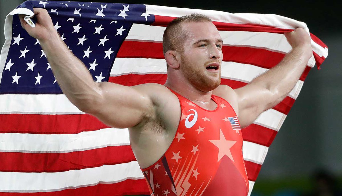 NBCSports's tweet photo. Kyle Snyder becomes youngest Olympic wrestling champion in #USA history #rio2016 https://t.co/f6keGv701N https://t.co/VvxeMM0wHw