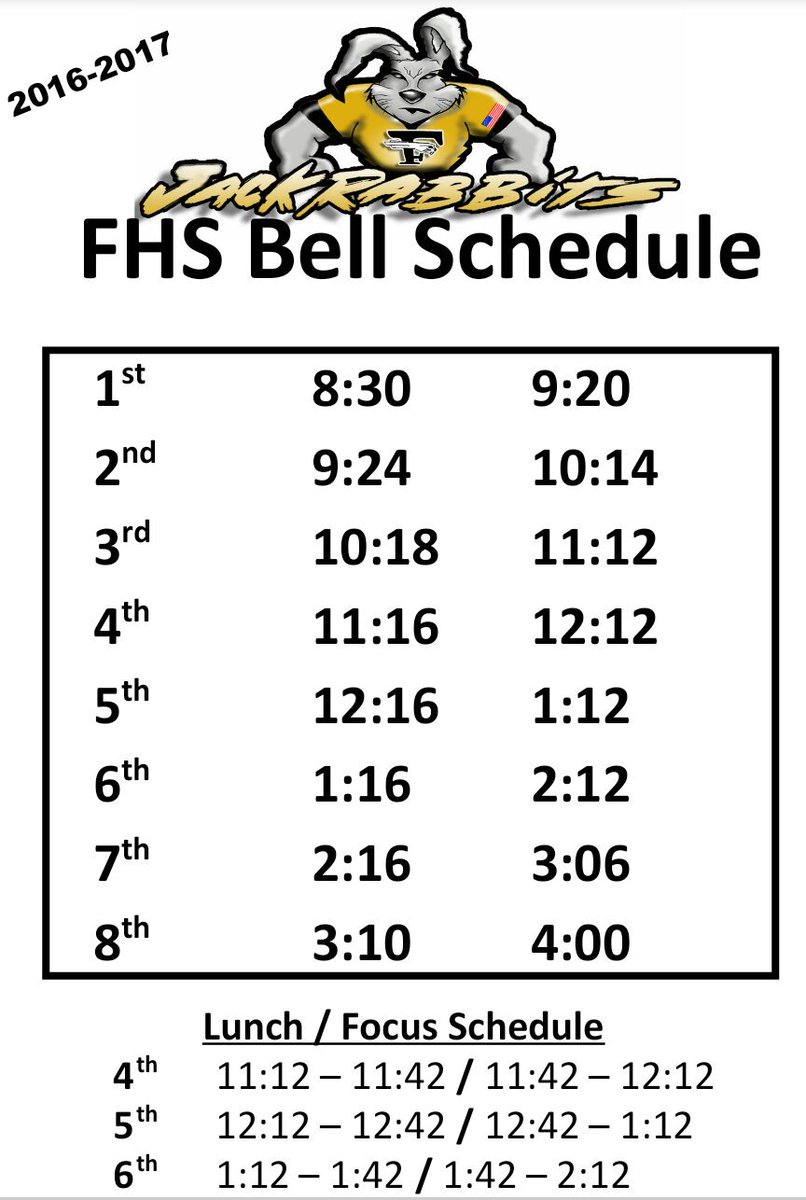 First Day of School is tomorrow! Check out the new Bell Schedule! Especially if you have Late Arrival!! #RabbitsRISE