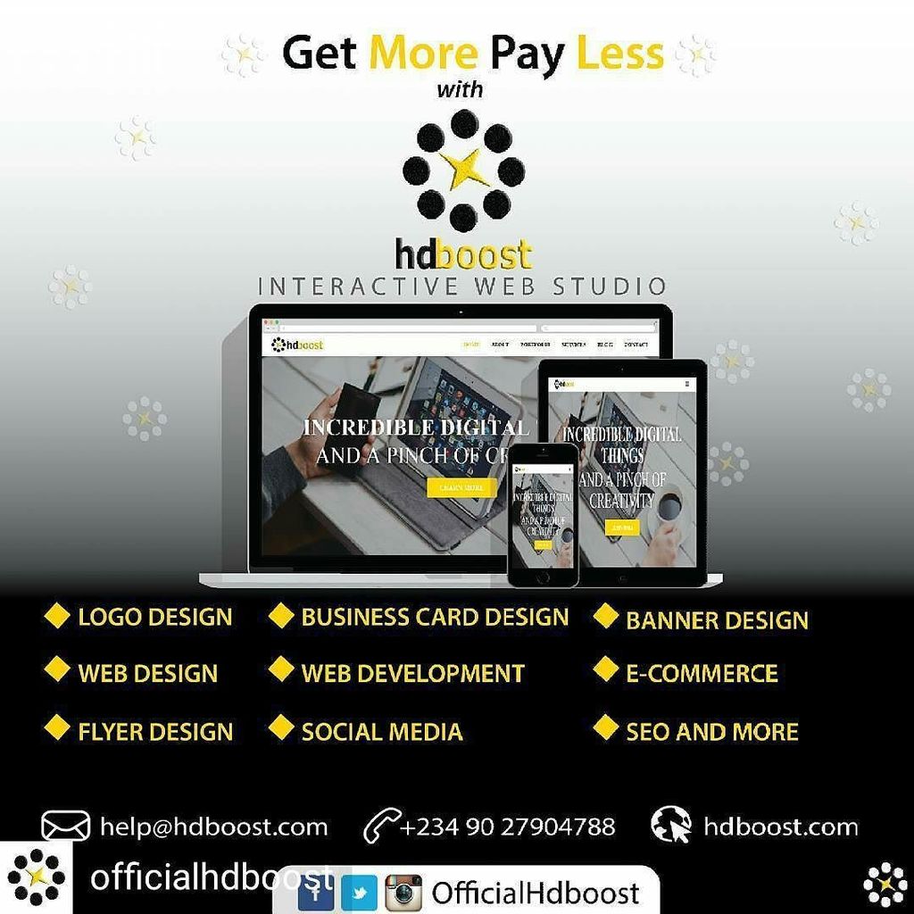 sir_harbimz's tweet photo. Contact @officialhdboost for your web design, graphic design #HDBoost #Logo #branding #we… https://t.co/jQVL642PuG https://t.co/0HEDwMyVJo