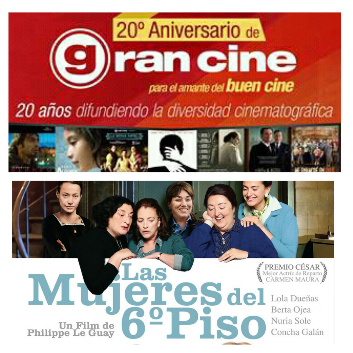 Gran_Cine's tweet photo. #21Ago Hoy 20° Aniversario del Circuito Gran Cine  "Las mujeres del 6to. piso" @celarg3cine | 7pm #Caracas https://t.co/fCPc11yC1P