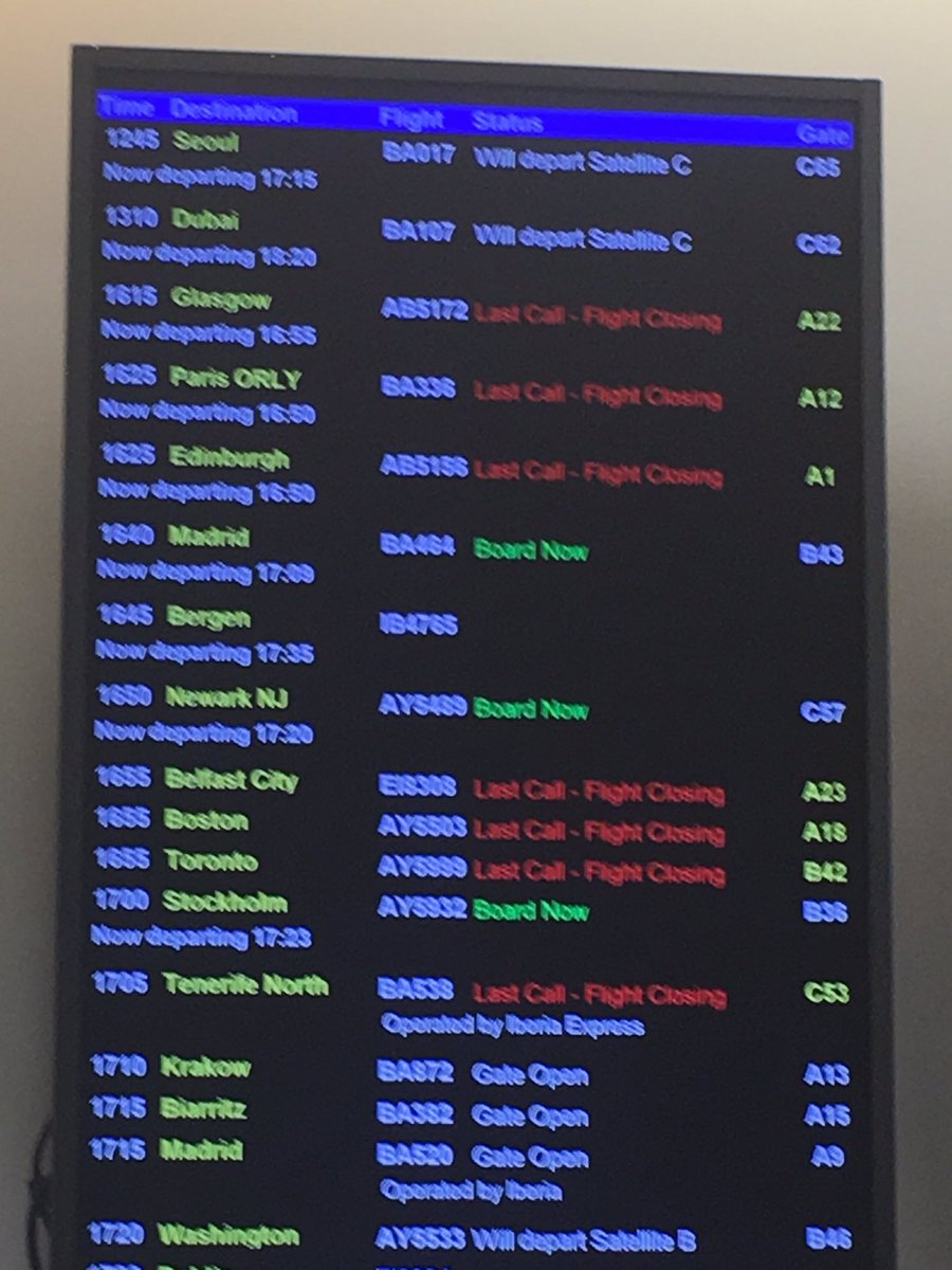SimonCISI's tweet photo. @British_Airways departure board reveals they have real problems in servicing their ageing fleet https://t.co/6B4RAbvid2