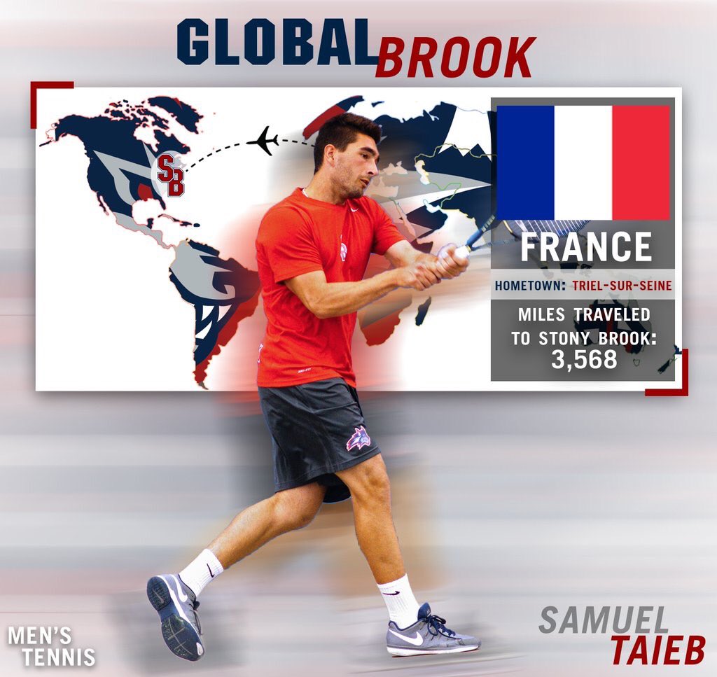 SBAthletics's tweet photo. .@StonyBrookTEN player Samuel Taieb is from France! ๐ซ๐ท #GlobalBrook ๐๐พ๐พ https://t.co/n7ZajDU4eM