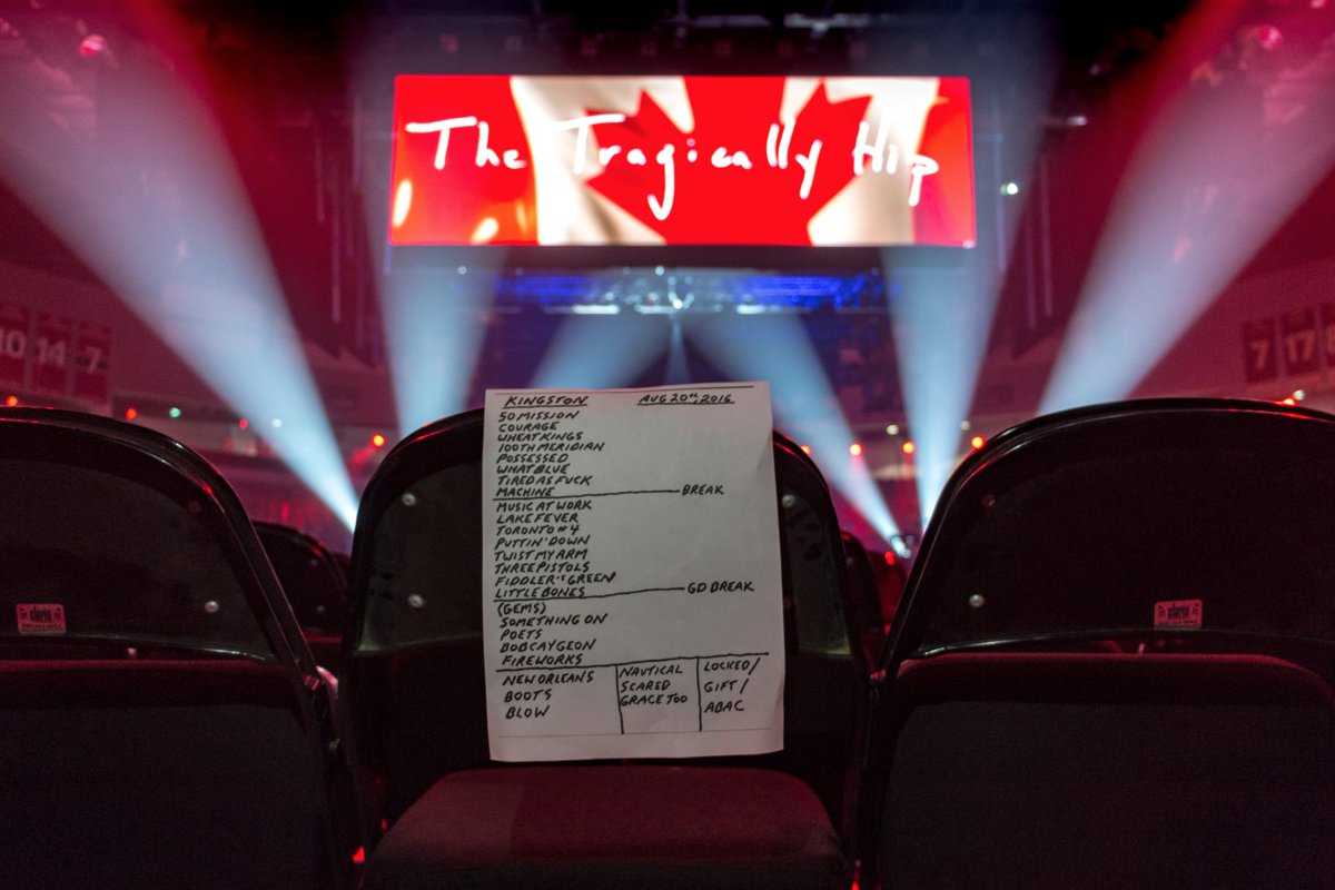 thehipofficial's tweet image. The set list from last night's incredible show in Kingston. #ManMachinePoemTour
