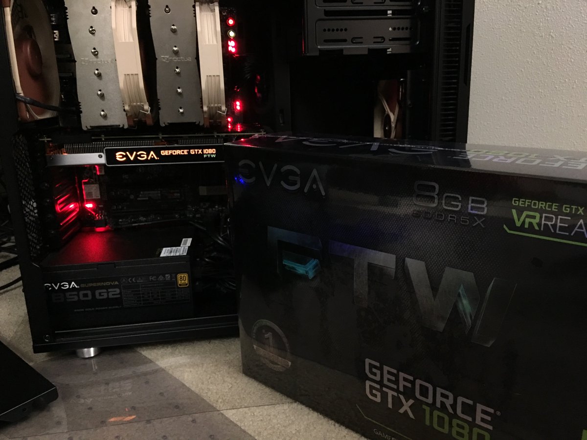 blindingdawn's tweet photo. @EVGA_JacobF I’m afraid to install the second one. Too much power with one. What should I do? https://t.co/NmIXKt7vHM
