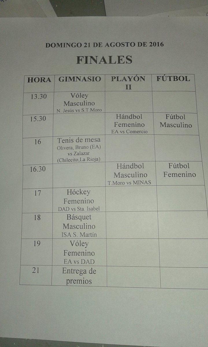51olimpiadas's tweet photo. Horarios de FINALES https://t.co/m2W3sf6lVG