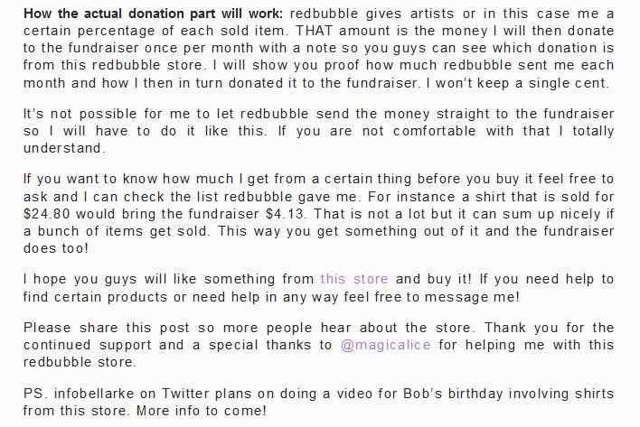 InfoBellarke's tweet photo. Please check out Bob Morley Birthday Fundraiser Redbubble Store - buy anything if you can.
https://t.co/SLkICaSuDW https://t.co/jdYA3WKudM