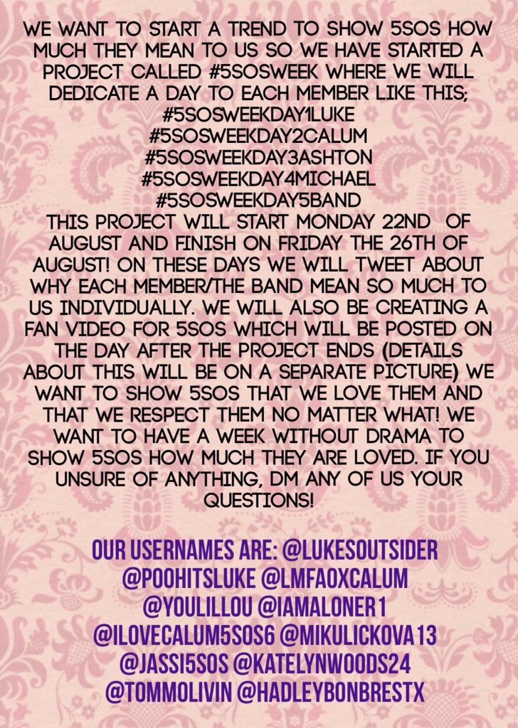 5sosweekproject's tweet image. Get involved with our #5SOSWEEK project! 

If you have any questions about the video DM @tommolivin.