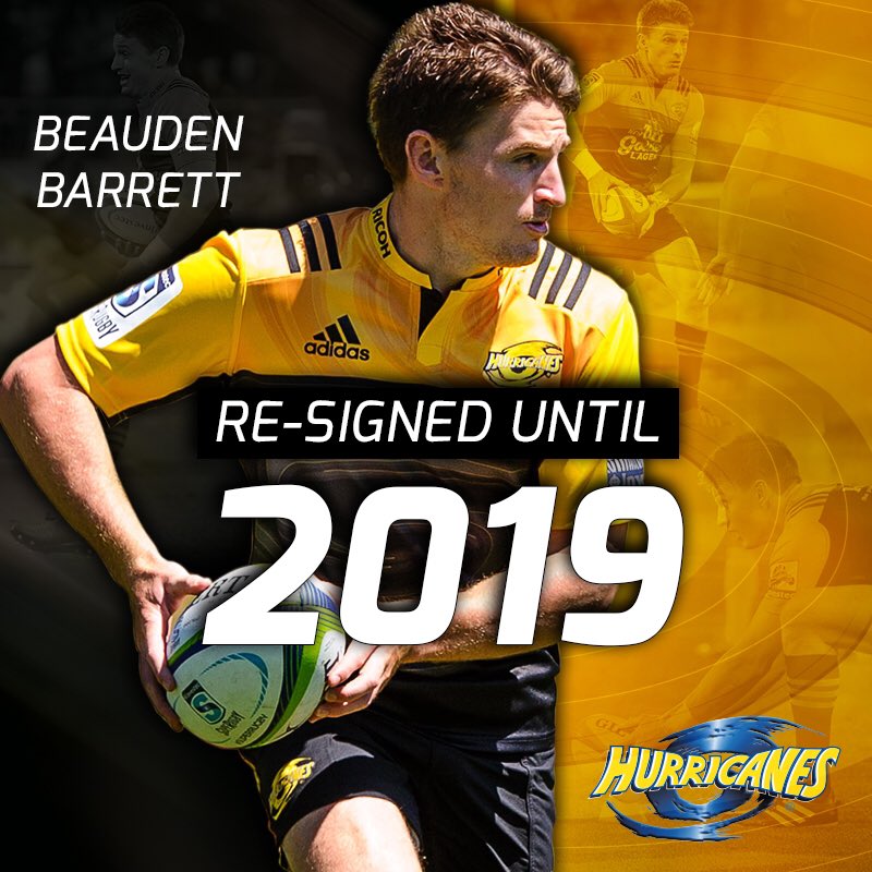 Hurricanesrugby's tweet photo. Great news that @beaudenbarrett has re-signed with the club for another three years #canesproud https://t.co/0QHaVsMdhW