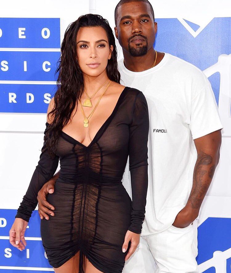 Z100NewYork's tweet photo. You know these two had to be here! Did they kill it with their look? @KimKardashian + @kanyewest #VMAs https://t.co/NUbhOHQnAI