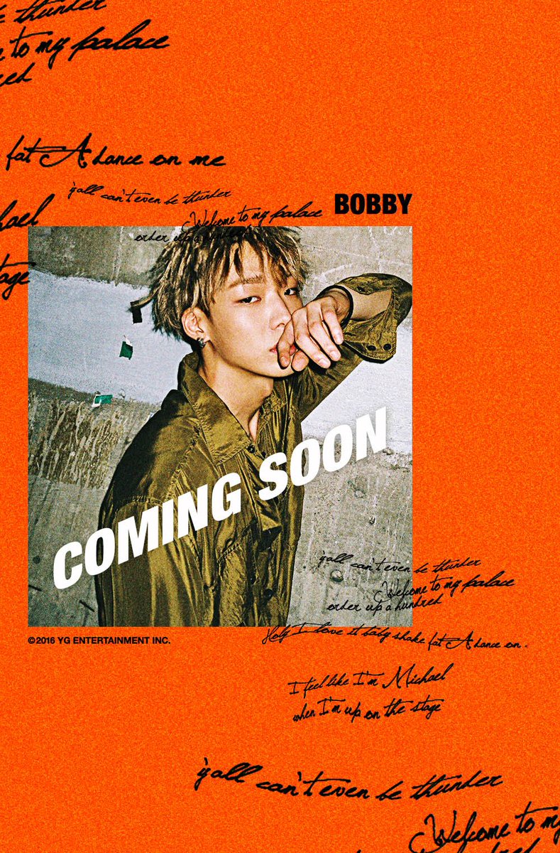 ygent_official's tweet photo. [BOBBY - COMING SOON]
originally posted by https://t.co/XZQ3IOZLby
#BOBBY #바비 #김지원 #김밥 #NEWRELEASE #SEP2016 #YG https://t.co/kWxy6dQM5L