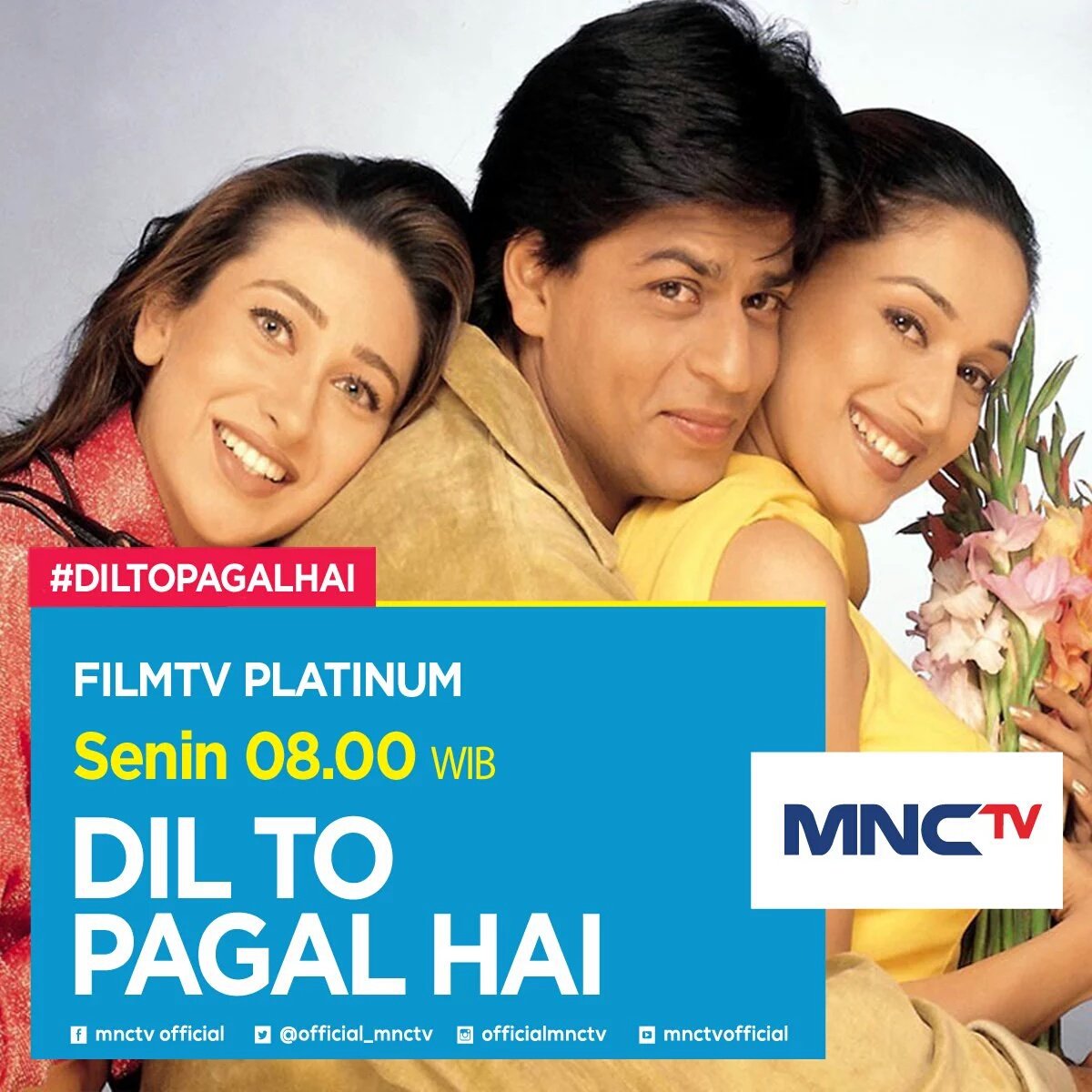 SRKFanNews's tweet photo. Jabra Fan RT @Momina_SRK: RT @SRKFCI: Selamat menonton Dil To Pagal Hai di @Official_MNCTV ya Rukhster ❤ https://t.co/oWE9LBlJkP