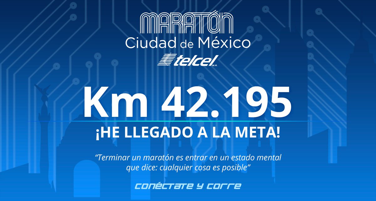 🏆 Meta:
⏰ 13:38:09.783
👟 8.4 min/km
#MaratonCDMXTelcel