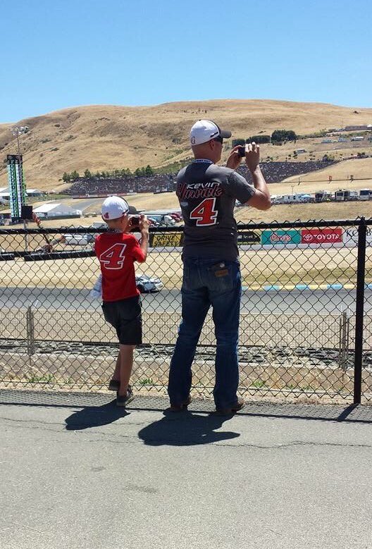 BryanGilles's tweet photo. @PRNlive my son and I are thrilled to see @KevinHarvick lead it today! (pic was from Sonoma 2016) https://t.co/v1pzOEQRvd