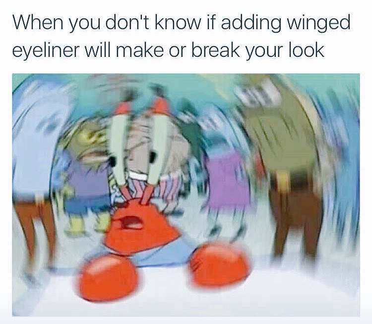 JesssHayes's tweet photo. #wingedliner #vibes #krustykrab #makeup https://t.co/NzZswXOLwx