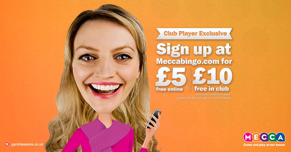 Receive £10 of vouchers in the post when you register with Meccabingo.com using your club membership number