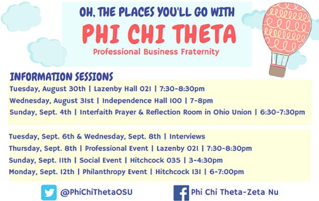 PhiChiThetaOSU's tweet photo. Recruitment is fast approaching! Here is our rush schedule! More details to come on our website #rushPCT https://t.co/iY4Elye5Ye
