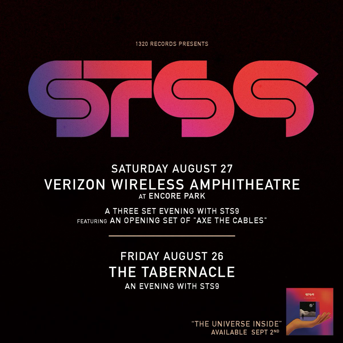 cashedlyn's tweet photo. Don't miss @STS9's Axe The Cables set on 8/26. Tickets: https://t.co/qEOntUFHWX https://t.co/Vs4HCymW5u
