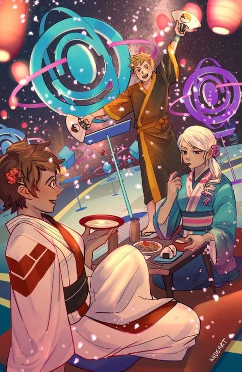 PokemonGoNews's tweet image. Check out this art depicting the #PokemonGO leaders celebrating hanami at a Pokéstop.
[credit] @kadeart