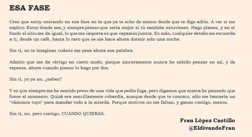 franlopezcast's tweet photo. Sin ti, no, pero contigo... CUANDO QUIERAS https://t.co/Pbj9dkyeVu