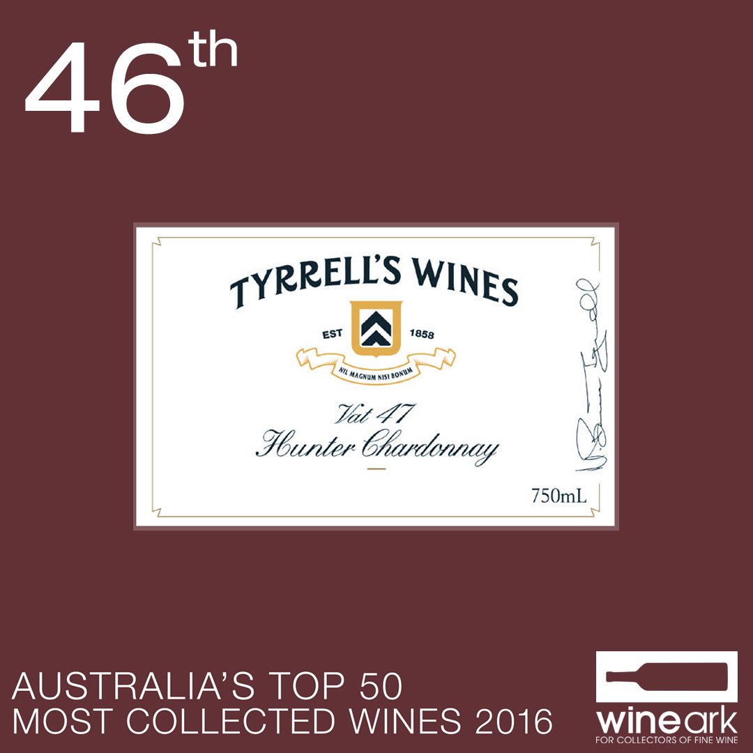 wineark's tweet photo. Wine #46; Tyrrell's Vat 47 Chardonnay. NEW TO THE TOP 50! Was #78, up 32 spots massive mover! @TyrrellsWines #amcw16 https://t.co/YrYo84qISV