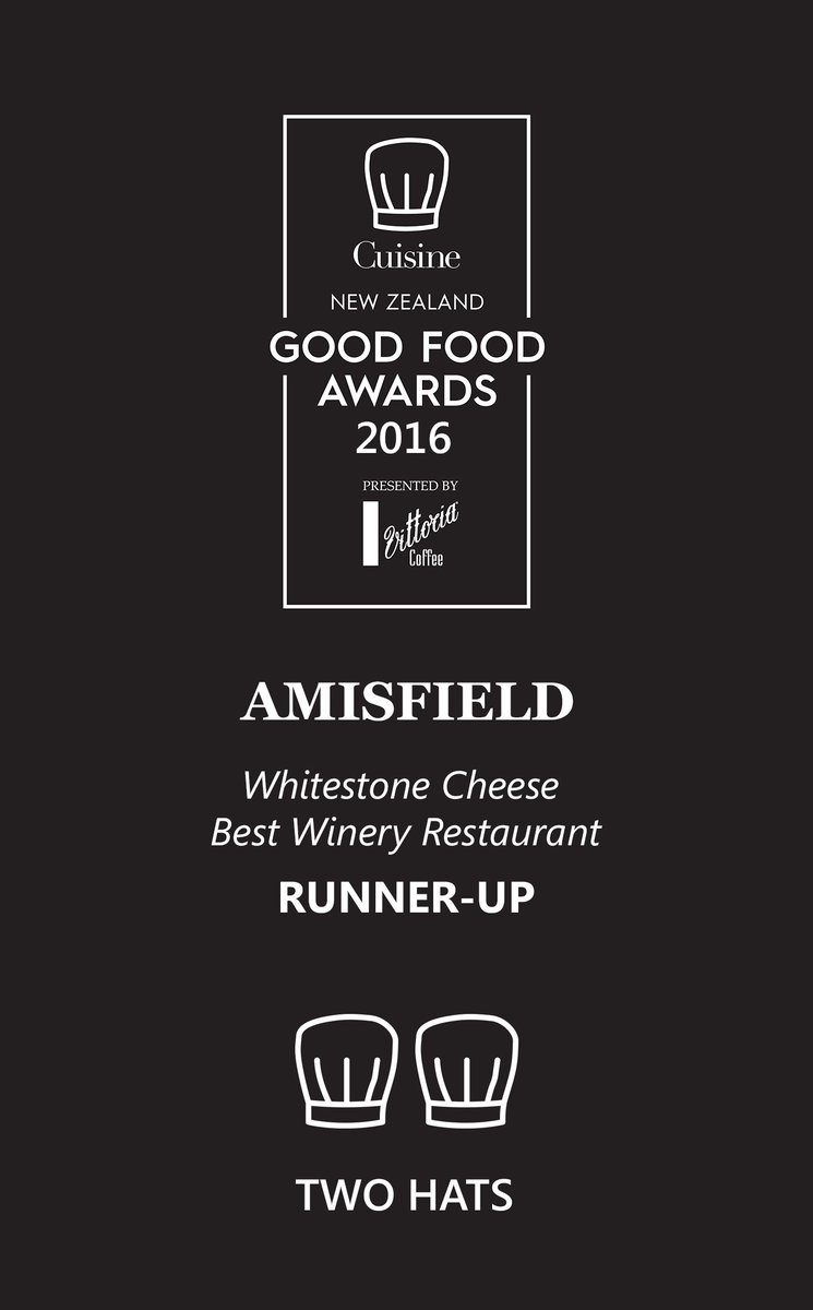 Amisfield's tweet photo. So nice to share our achievements - 2016 #CGFT @whitestonecheez Runner-up Best Winery Restaurant @Amisfield #bistro https://t.co/su57AmLowf