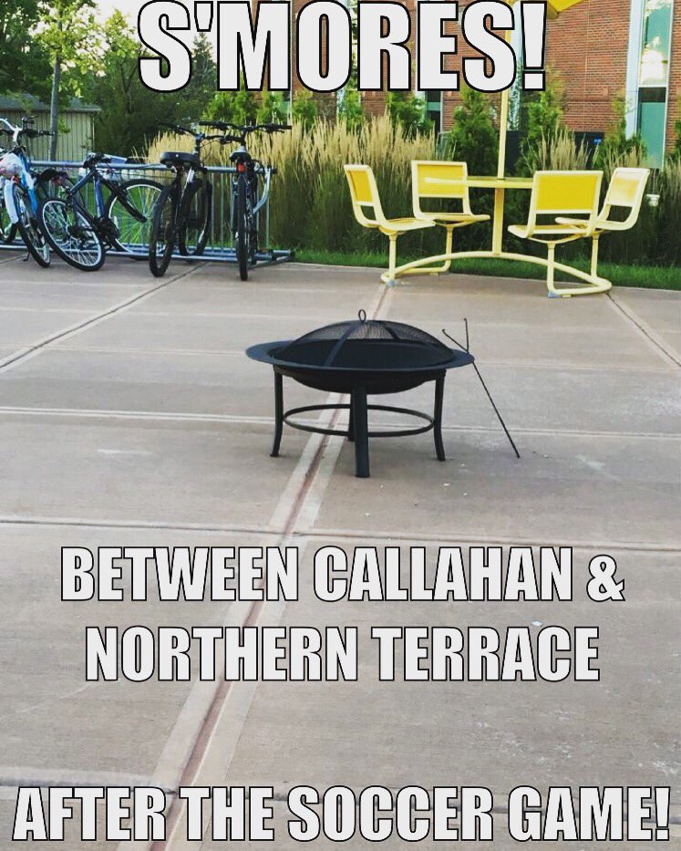 East Village got a fire pit! Help us break it in right TONIGHT by joining us for a s'mores night after the game!