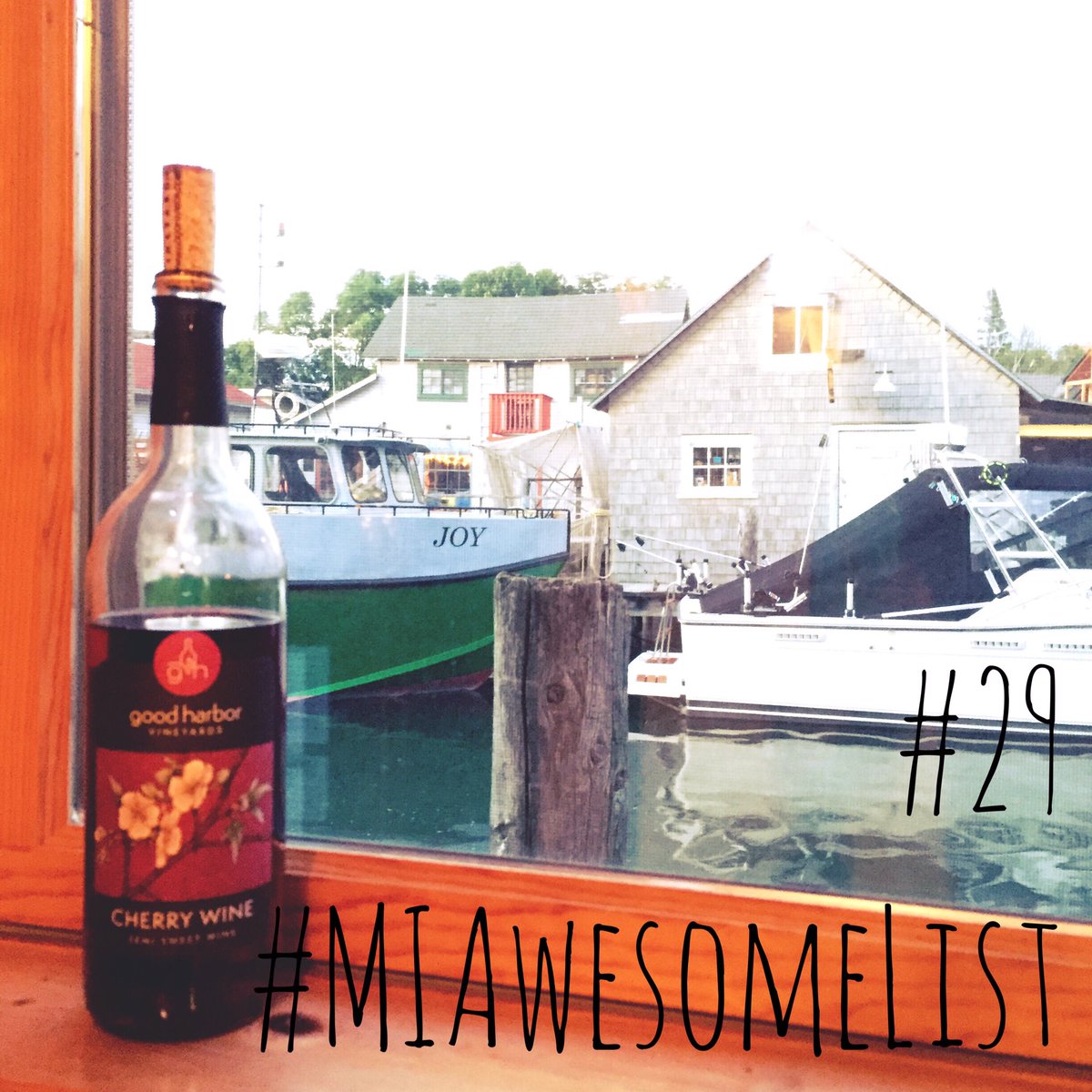 Enjoying good harbor vineyards cherry wine no.29 on the #MIAwesomeList