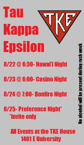 Come check out our rush events this week!
