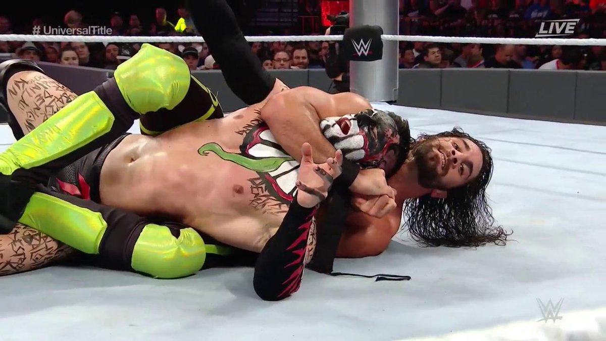 #TheMan's got the #DemonKing right where he wants him... #SummerSlam #UniversalTitle <a href="/WWERollins/">Seth Rollins</a> <a href="/FinnBalor/">Finn Bálor</a>